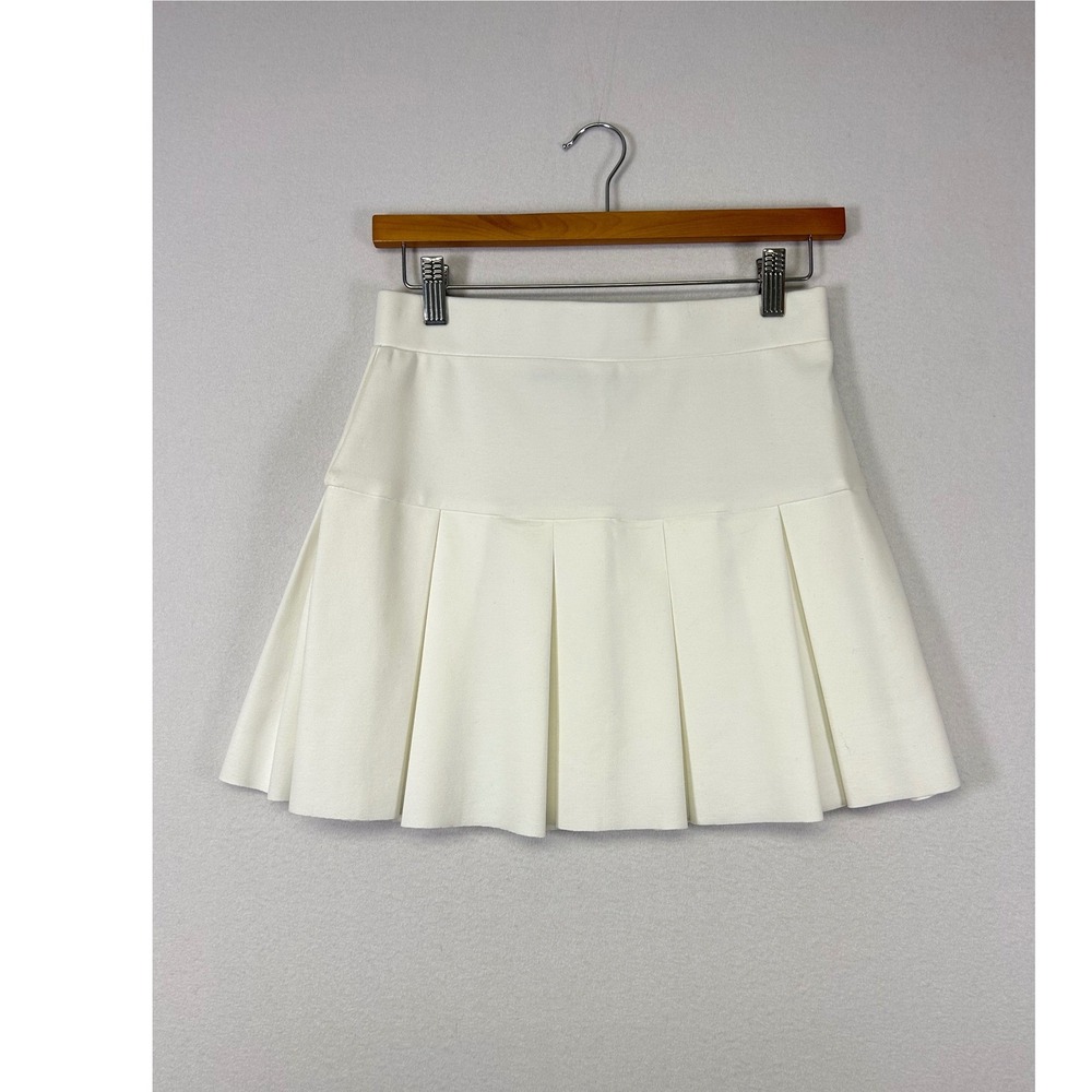 Preppy Chic Tenniscore Lioness Womens Size S White Pleated Drop Waist Mini Skirt